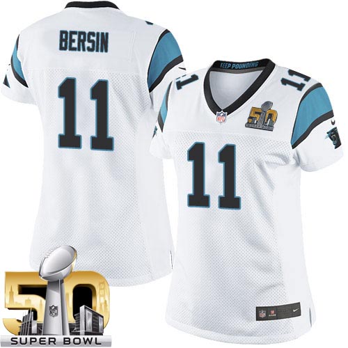 Women's Elite Brenton Bersin Super Bowl L Nike Jersey White Road - #11 NFL Carolina Panthers